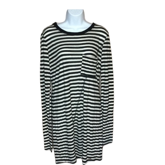 NWT n:Philanthropy Anthropologie Long Sleeve Black White Striped T-shirt Dress - Picture 12 of 12